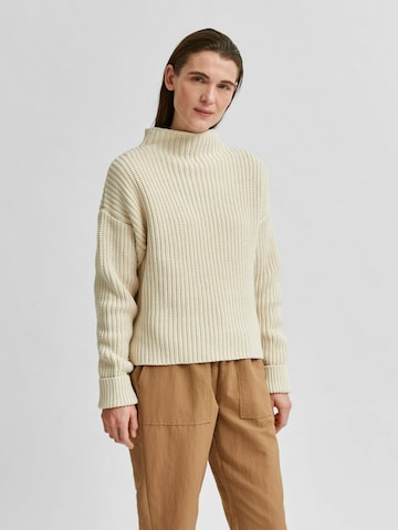 Pull-over 'Selma' SELECTED FEMME en beige : devant