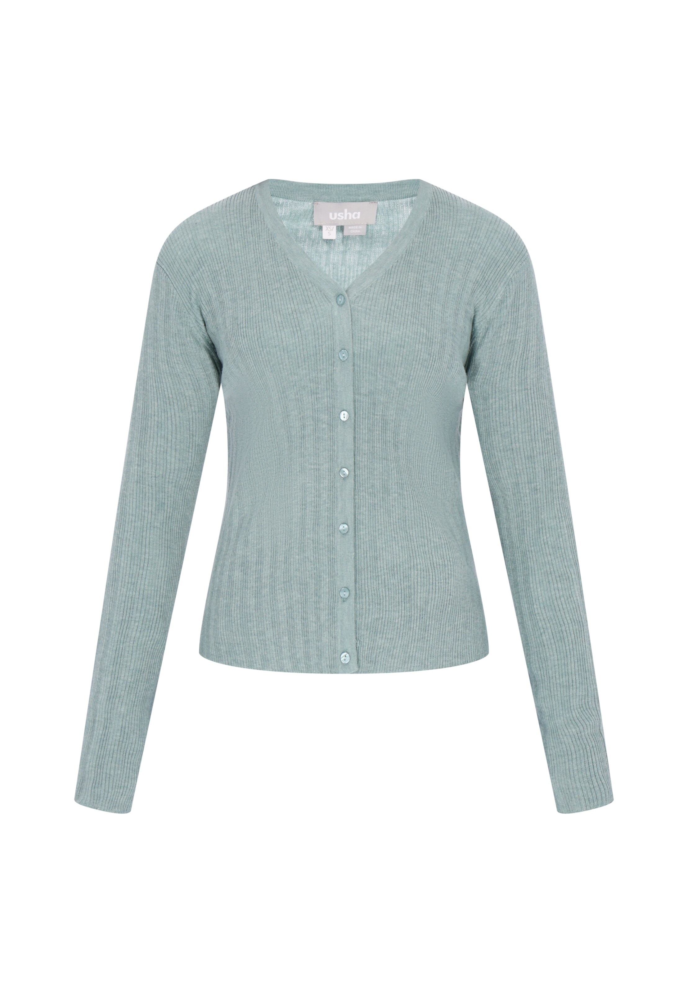 Usha Knit Cardigan 'Casual' in Green: front