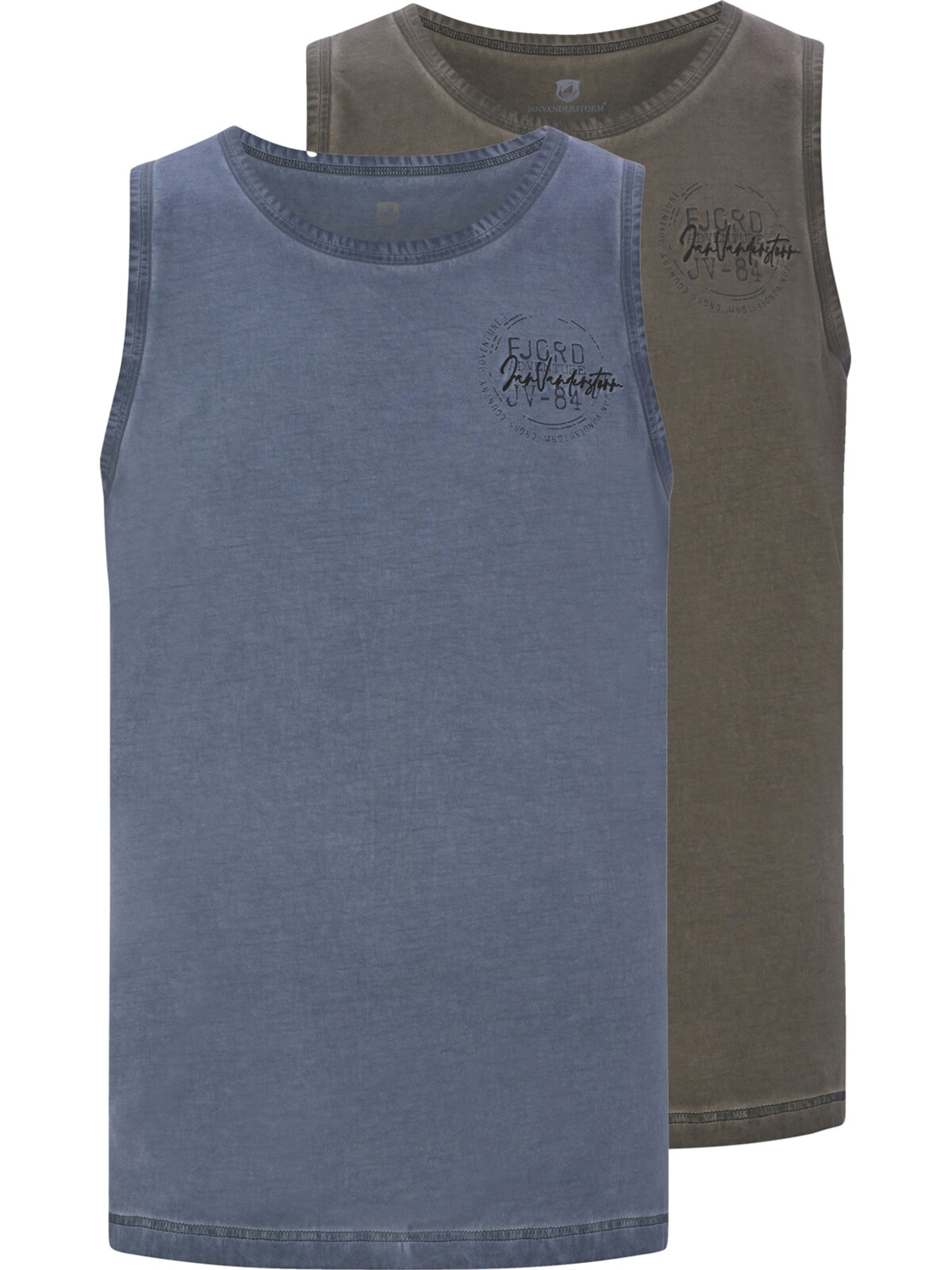 Jan Vanderstorm Doppelpack Tanktop ' Mikjan ' in Blau: Vorderseite