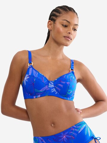 TRIUMPH Minimizer Bikinitop ' Red Label Summer Tropics ' in Blauw: voorkant