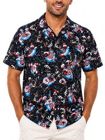 Regular fit Camicia 'Christmas Snowflakes' di King Kameha in nero