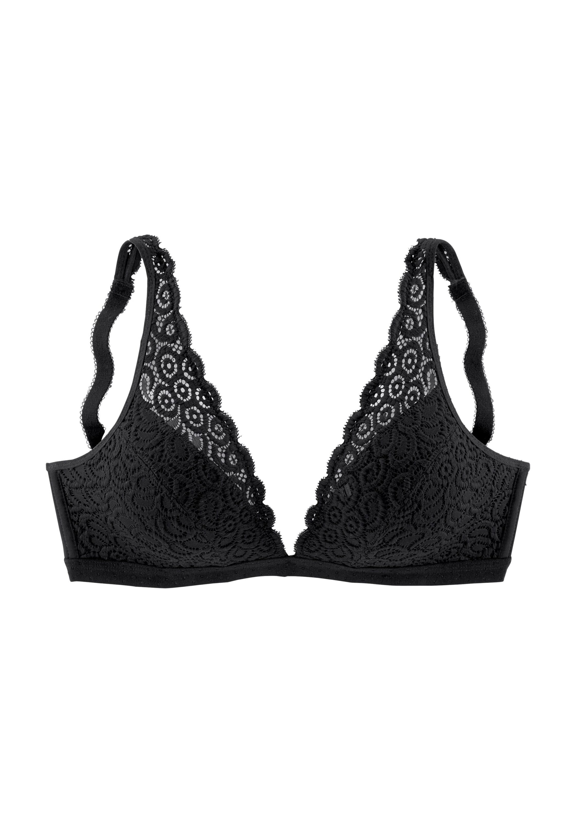 melns PETITE FLEUR Trijstūra formas Krūšturis: no priekšpuses