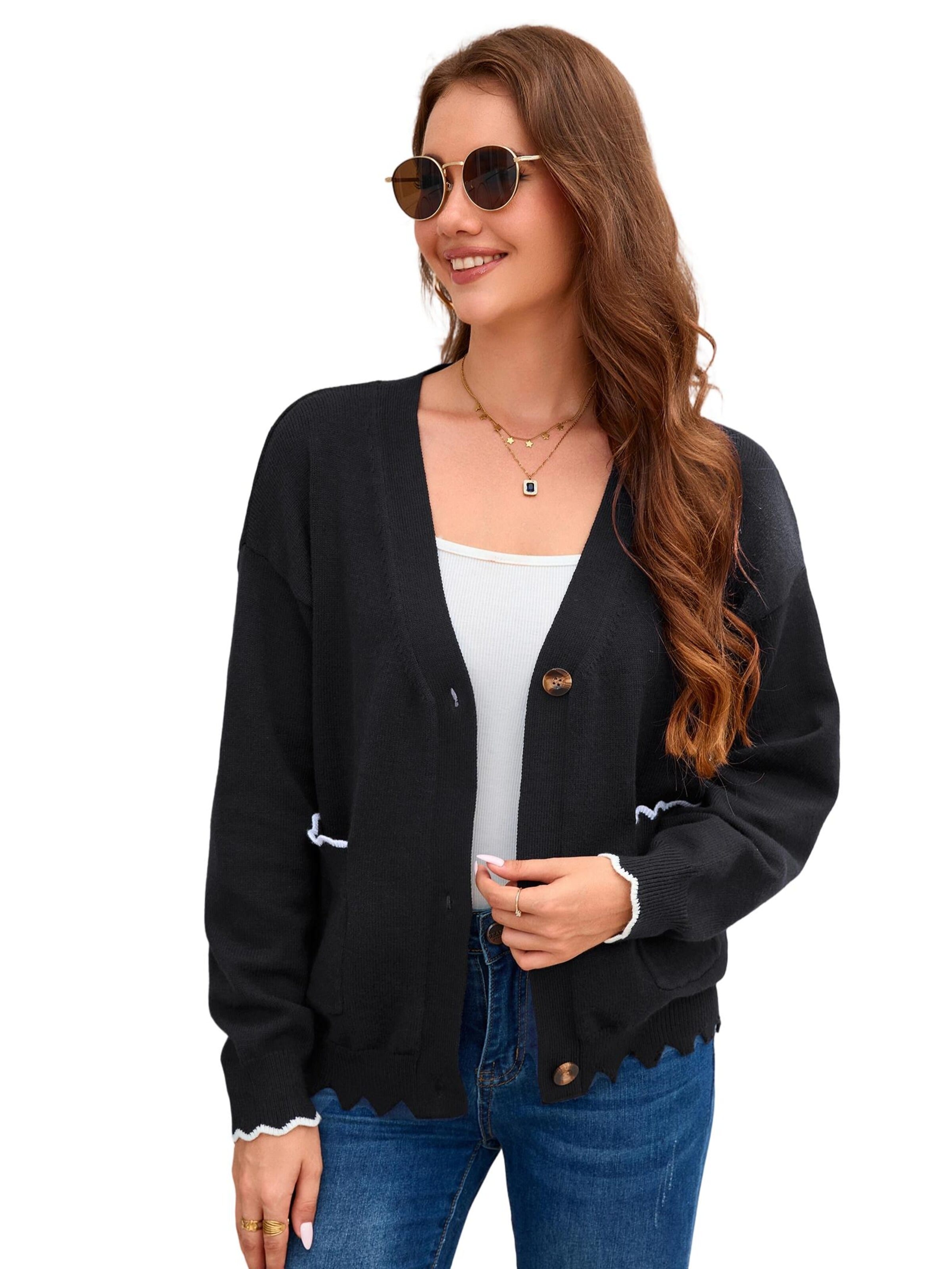Yesfashion Kardigan w kolorze czarny