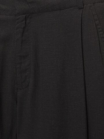 Pull&Bear Široke hlačnice Hlače z naborki | črna barva