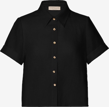 Anse Victorin Bluse 'Sarah Linen' in Schwarz: Vorderseite