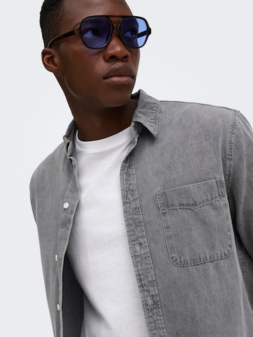 Only & Sons Regular fit Button Up Shirt 'ONSOrson' in Grey