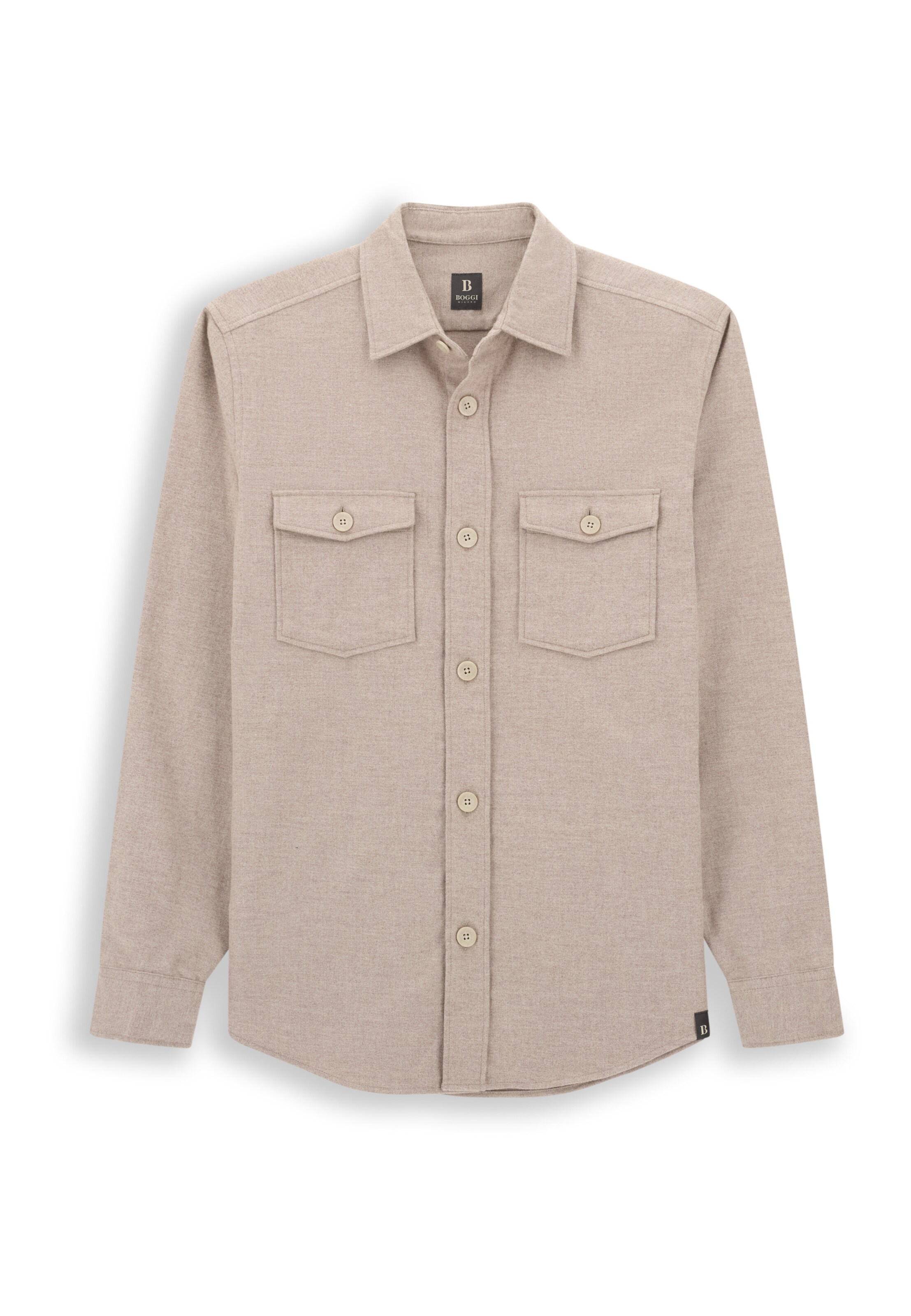 Boggi Milano Regular fit Overhemd in Beige: voorkant
