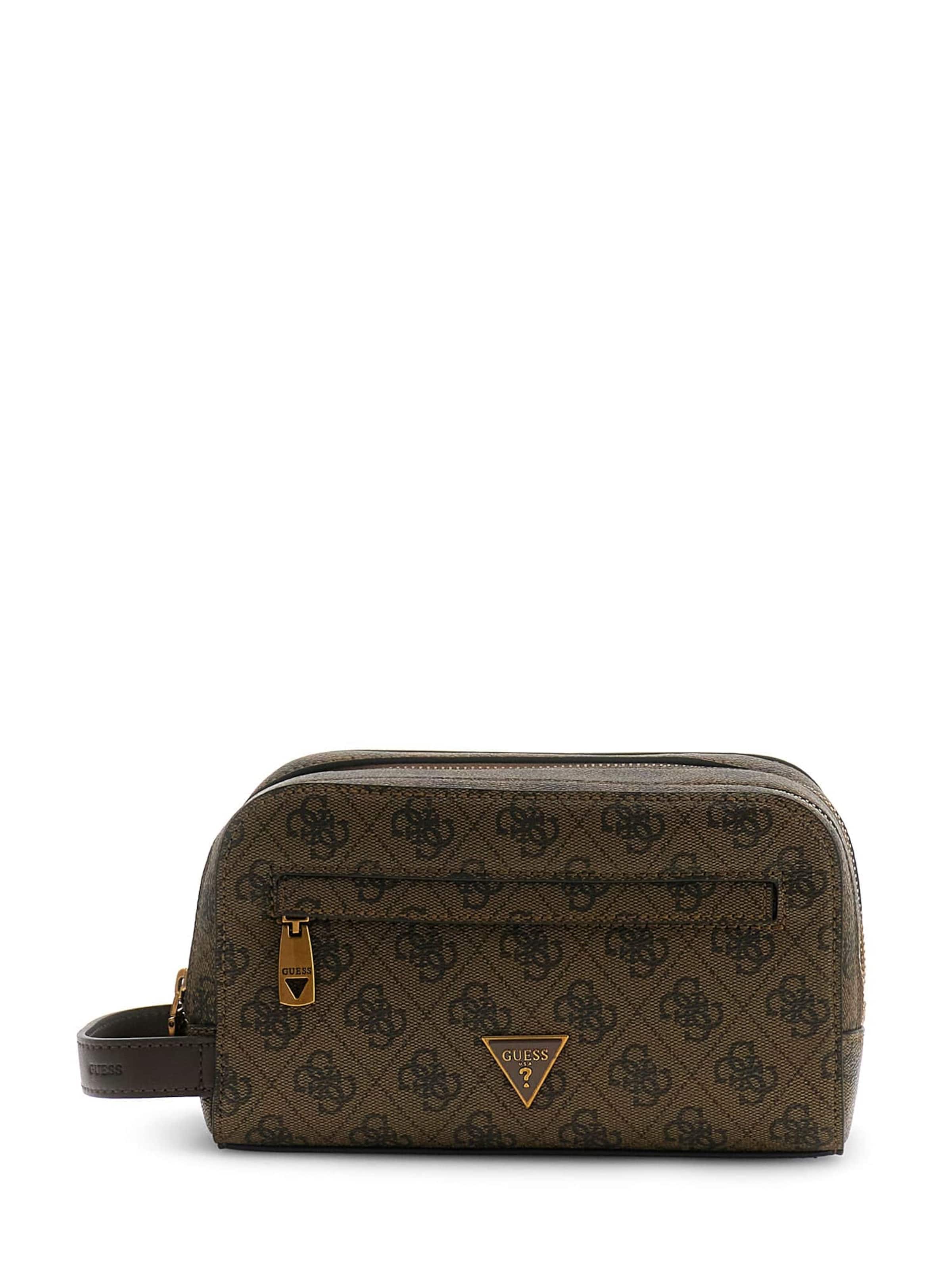 GUESS Cosmetic Bag 'Milano' in Brown: front