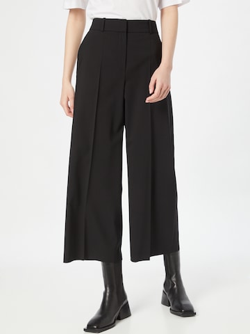 HUGO Trousers with creases 'Hacarle' in Black: front
