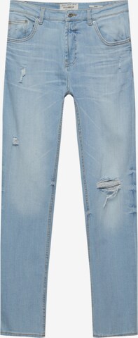 Skinny Jeans de la Pull&Bear pe albastru: față