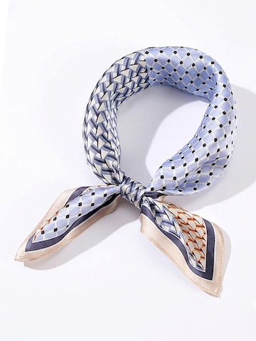 Vivi Idee Scarf 'Seidentuch 100% Maulbeerseide Halstuch Geometrisches-Mosaik' in Blue: front