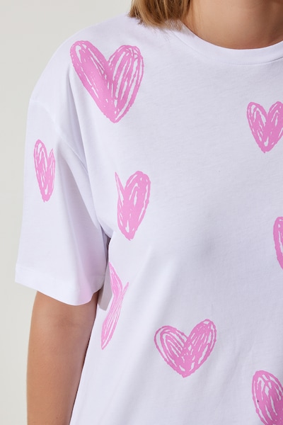 Happiness İstanbul T-shirt en S en rose clair / blanc, Vue avec produit