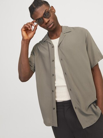 JACK & JONES Regular fit Button Up Shirt 'JEFF' in Grey