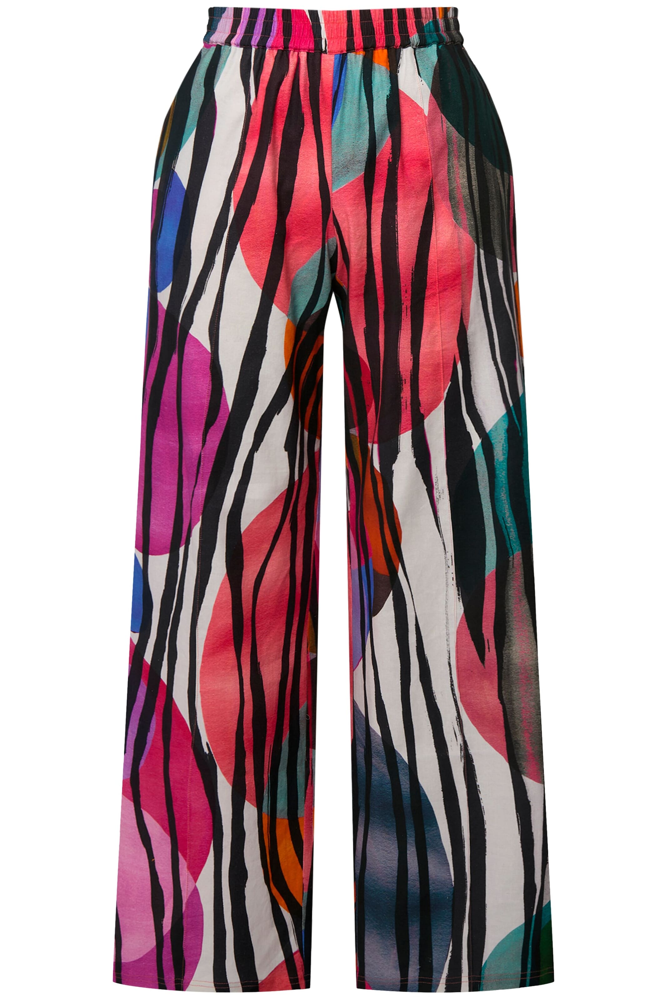 Ulla Popken Wide leg Broek in Gemengde kleuren: voorkant