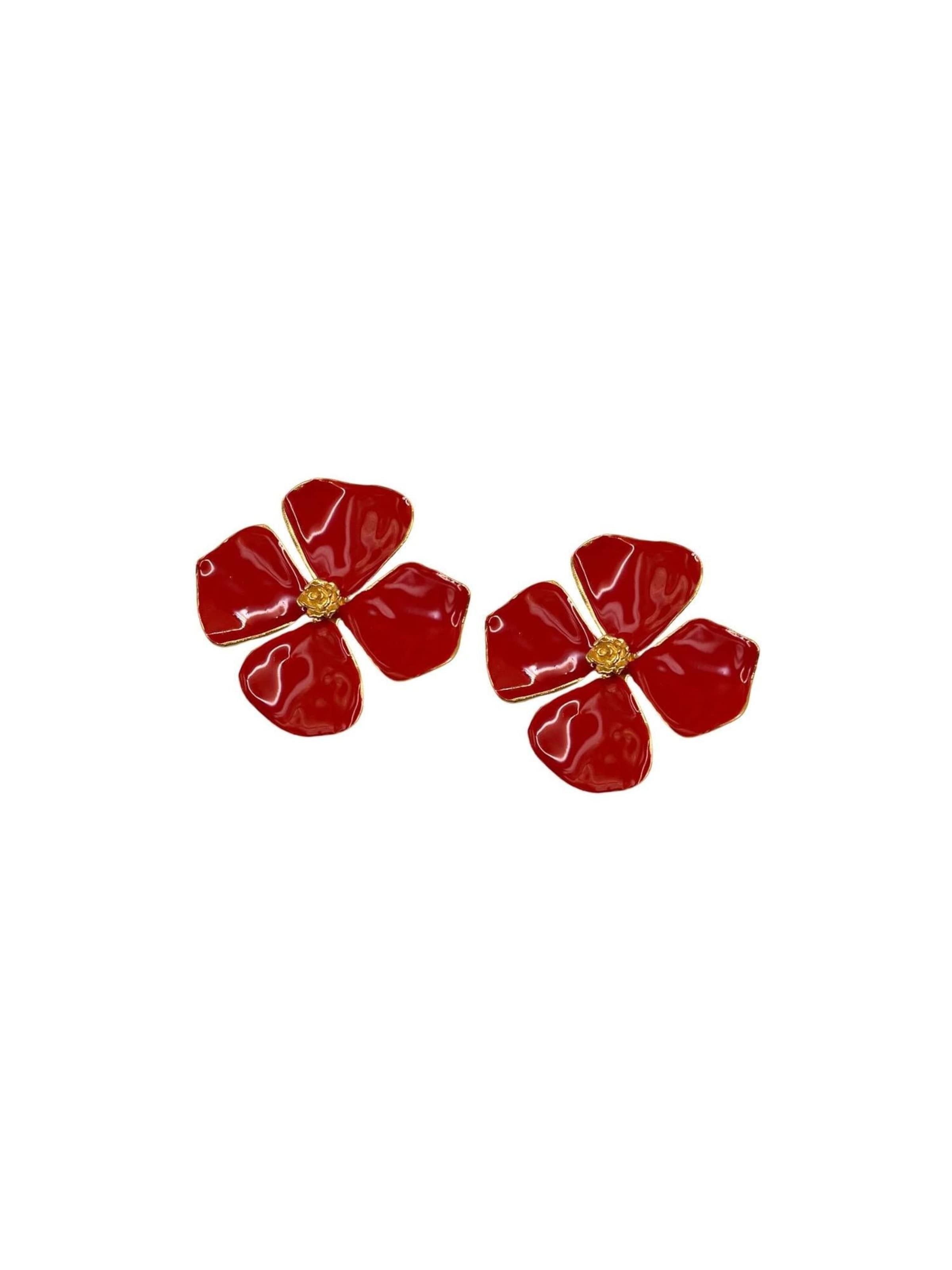 Les Reines Örhängen 'Garnet' i röd: framsida