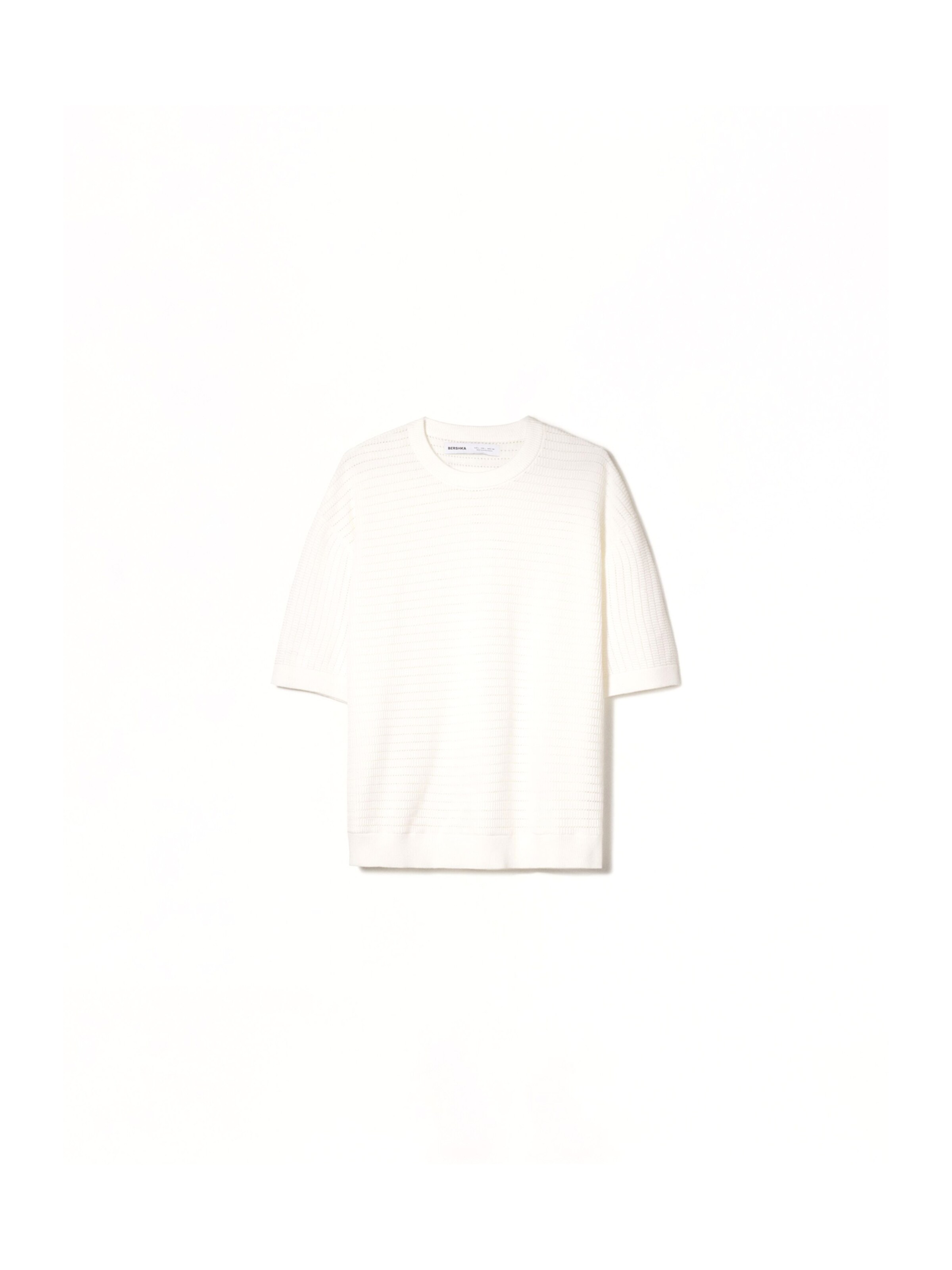 Bershka Тениска в бяло: отпред