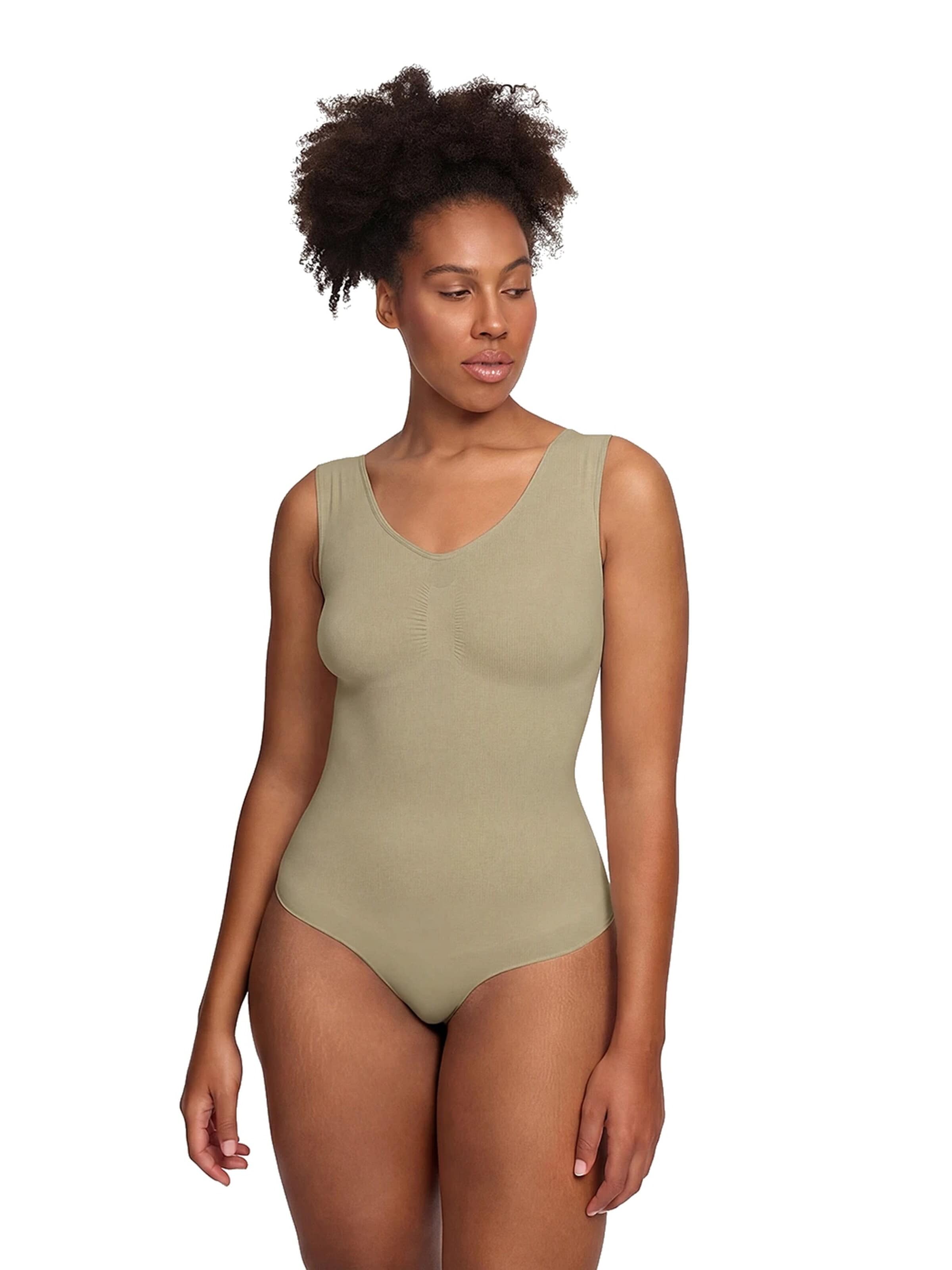 cfab - Body moldeador 'Tank Bodysuit Sculpting Shapewear mit String' en marrón: frente