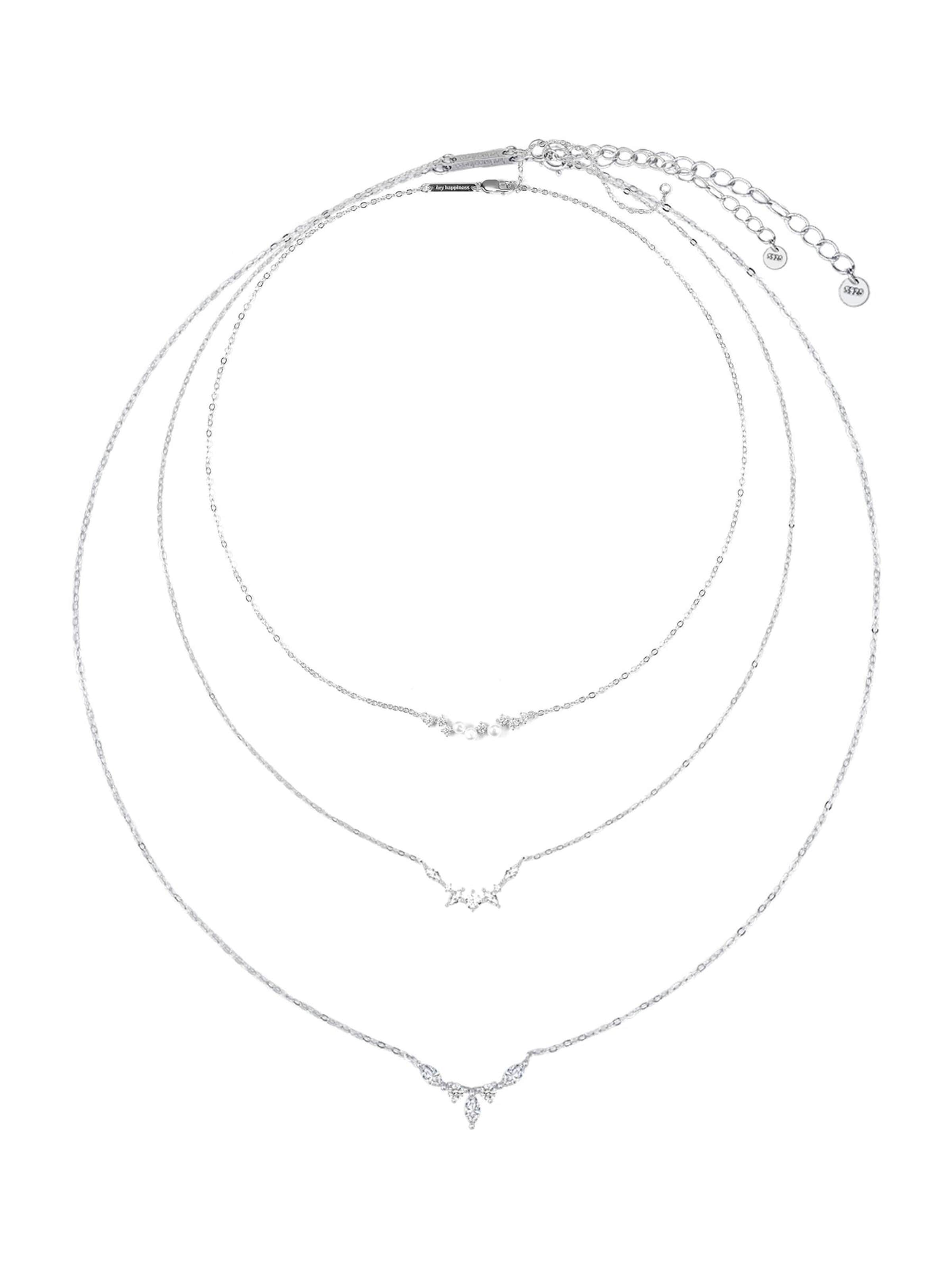 Hey Happiness Sieraden set 'Gemstone Crown and Pearl Layering Necklaces Set' in Zilver