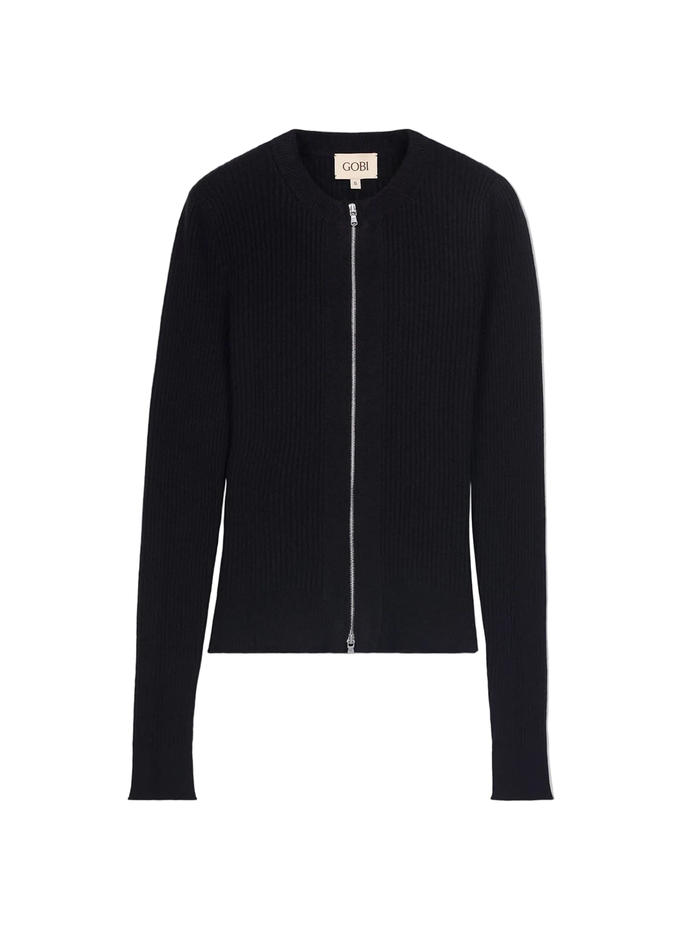 GOBI Cashmere Knit cardigan in Black: front