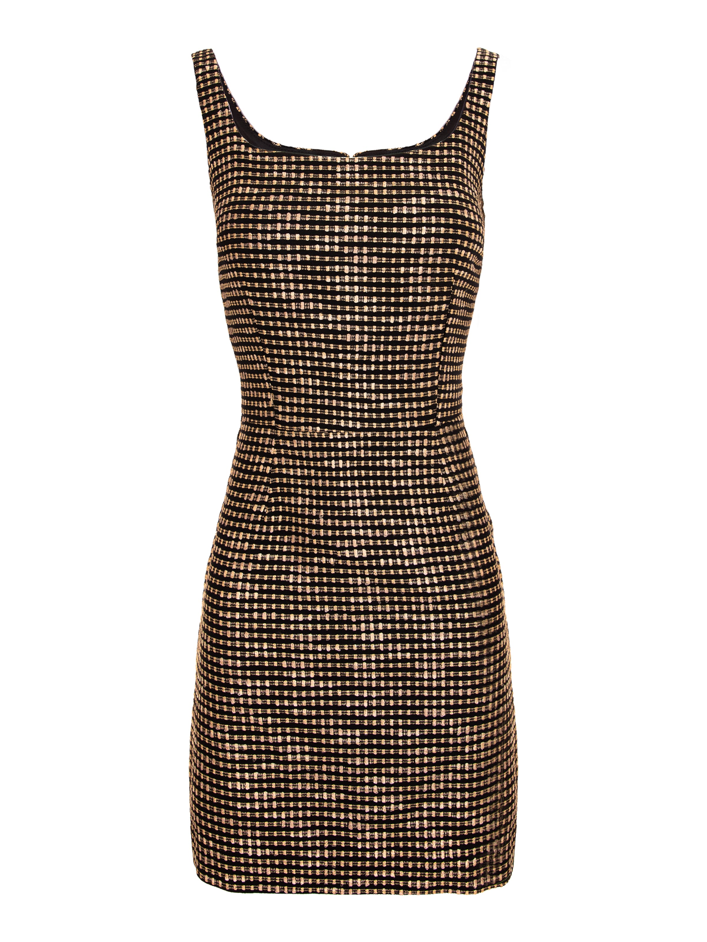 Abito 'Bodycon Short Tweed Dress With Rounded Neckline' di AVENUE N°29 in oro: frontale