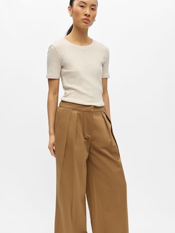 OBJECT Wide leg Pleat-Front Pants 'OBJKasani' in Beige