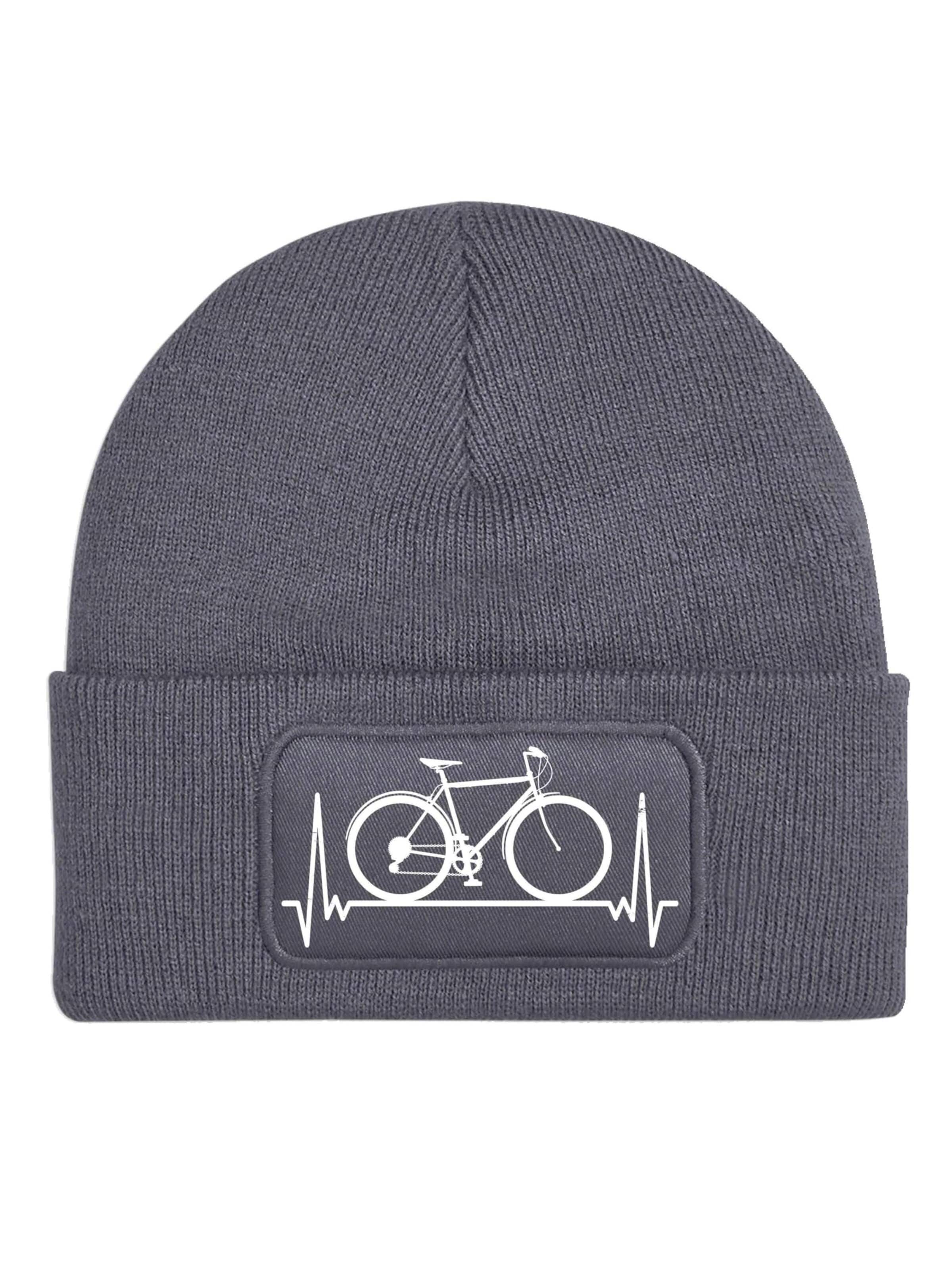 Youth Designz Mütze 'Heartbeat Fahrrad'‌‌‌‌‌‌‌ in Grau: Vorderseite