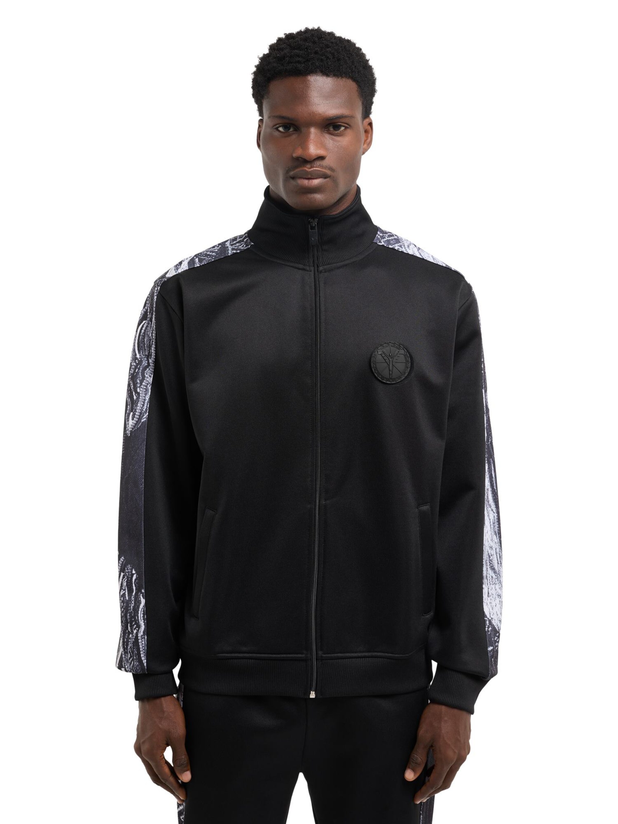 Carlo Colucci Zip-Up Hoodie ' Demelas ' in Black: front