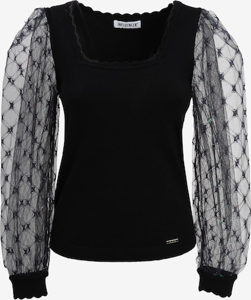 juoda Influencer Megztinis: priekis