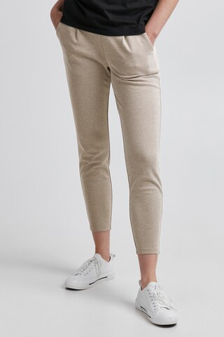 Skinny Pantaloni con pieghe 'KATE' di ICHI in beige: frontale