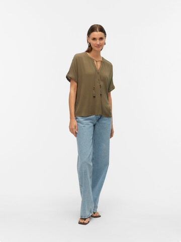 VERO MODA Blouse 'VMBENTE SS WIDE TOP WVN GA' in Green