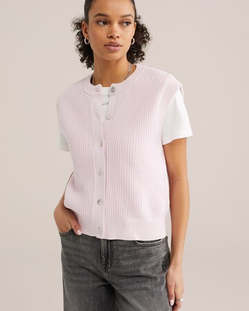 WE Fashion Pleten brezrokavnik | roza barva: sprednja stran