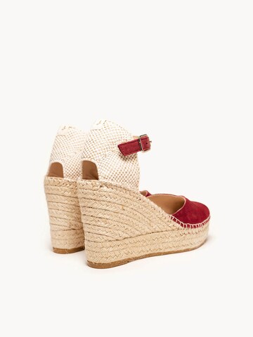 Sandalo con cinturino 'Alpargata Cuña 10 cm' di Alhamas in rosso