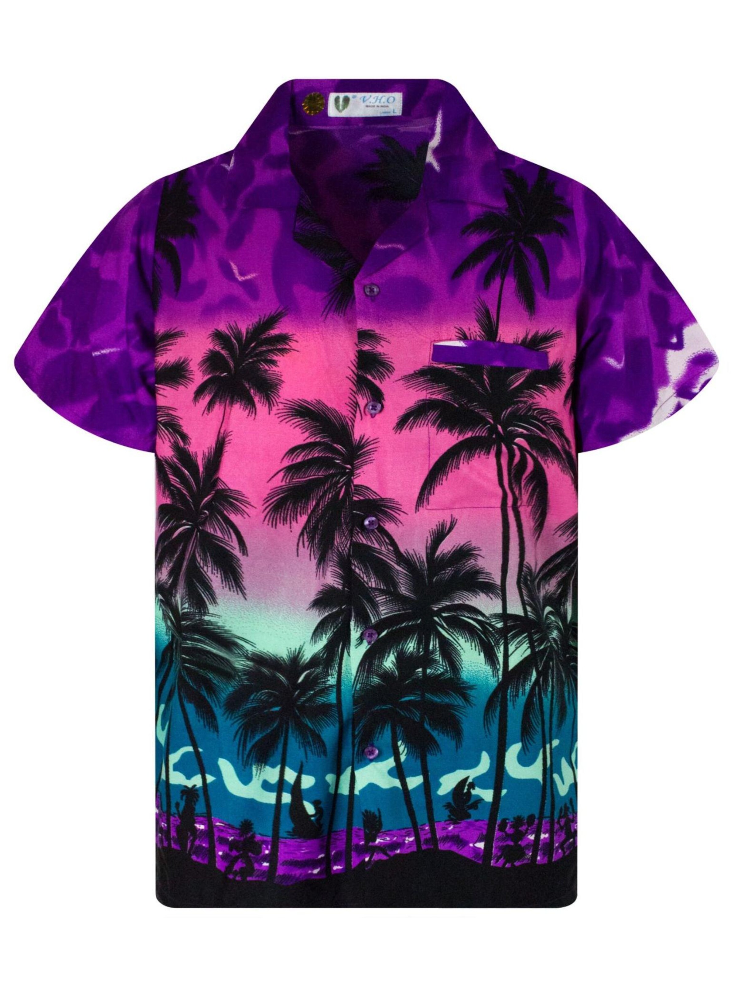 King Kameha Shirt 'Beach Eclectic'‌‌‌‌‌ in Lila: Vorderseite