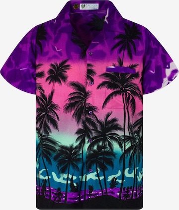 King Kameha Shirt 'Beach Eclectic' in Lila: Vorderseite