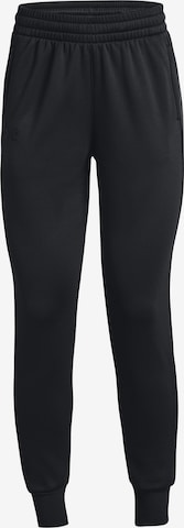 Effilé Pantalon de sport UNDER ARMOUR en noir : devant