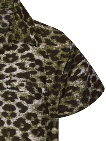 King Kameha Regular fit Button Up Shirt 'Leopard' in Brown