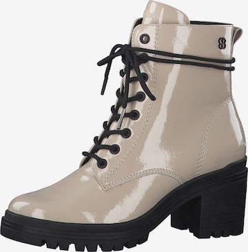 s.Oliver Lace-Up Ankle Boots in Beige: front