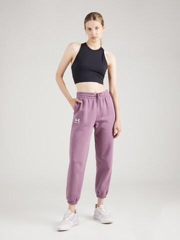 UNDER ARMOUR Tapered Sportsbukser 'Essential' i lilla