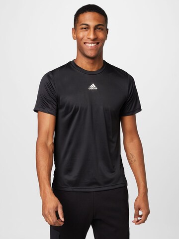 ADIDAS SPORTSWEAR Performance shirt 'Aeroready Hiit Back 3-Stripes' in Black: front