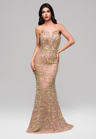 Ombre Evening Dress in Gold: front