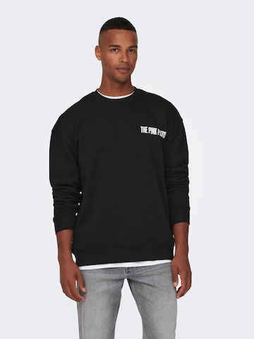 Only & Sons Sweatshirt 'PINK FLOYD' in Black: front