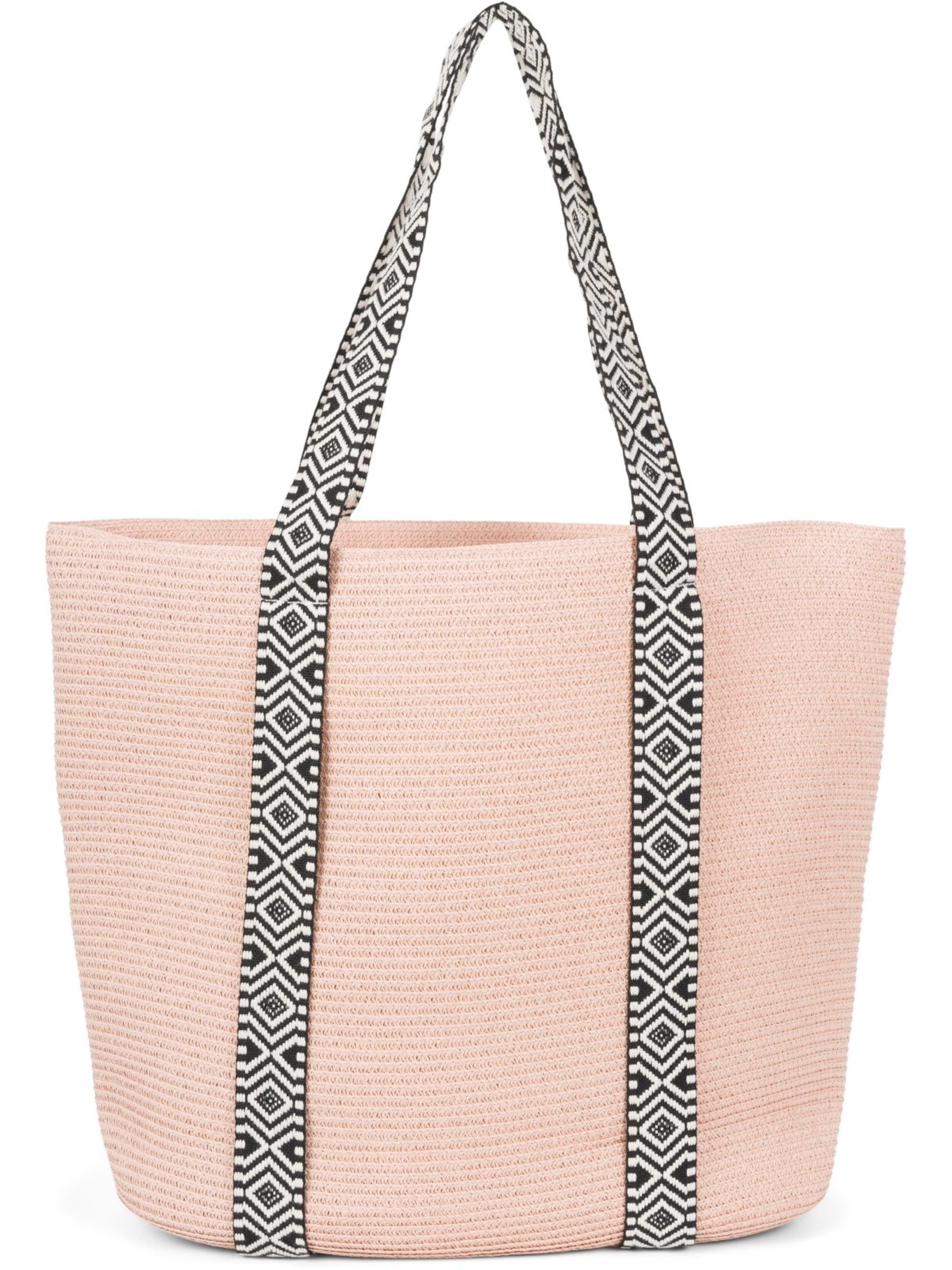 styleBREAKER Beach bag 'Papierstroh Strandtasche Azteken Muster' in Dusky pink, Item view