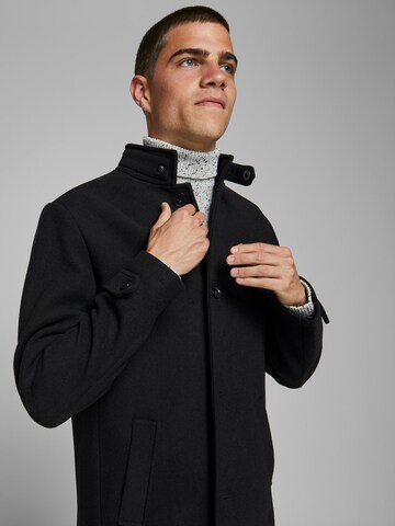 Jack & Jones Plus Between-Seasons Coat 'MELTON' in Black