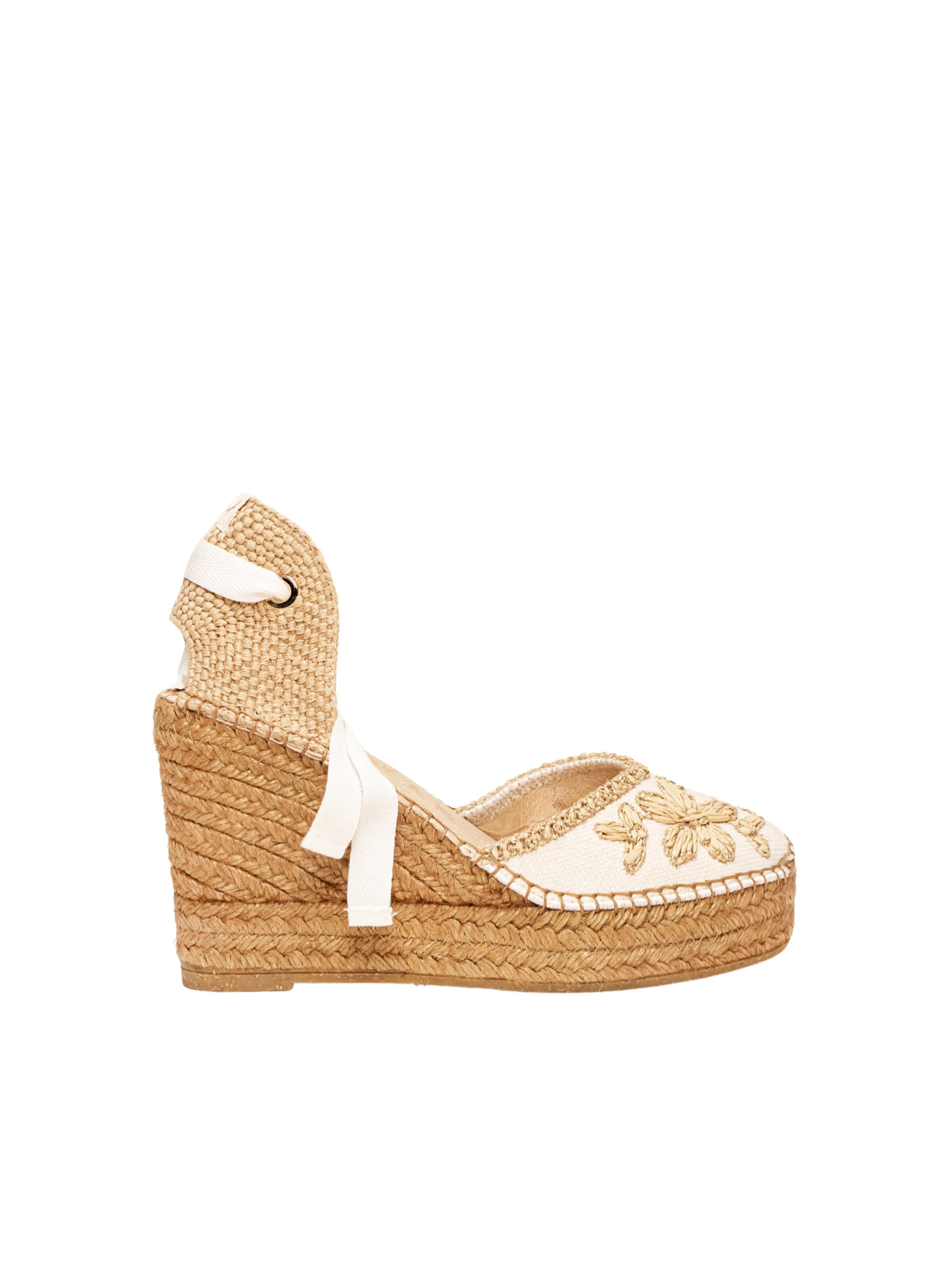 Alhamas Sandaal 'Alpargata Cuña 10 cm' in Wit: voorkant