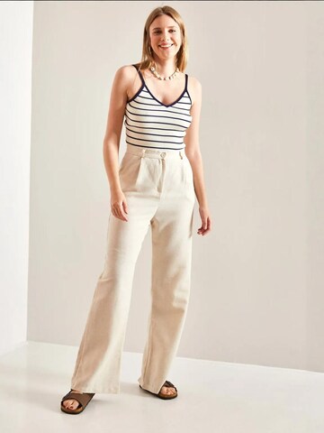Bianco Lucci Wide Leg Hose in Beige