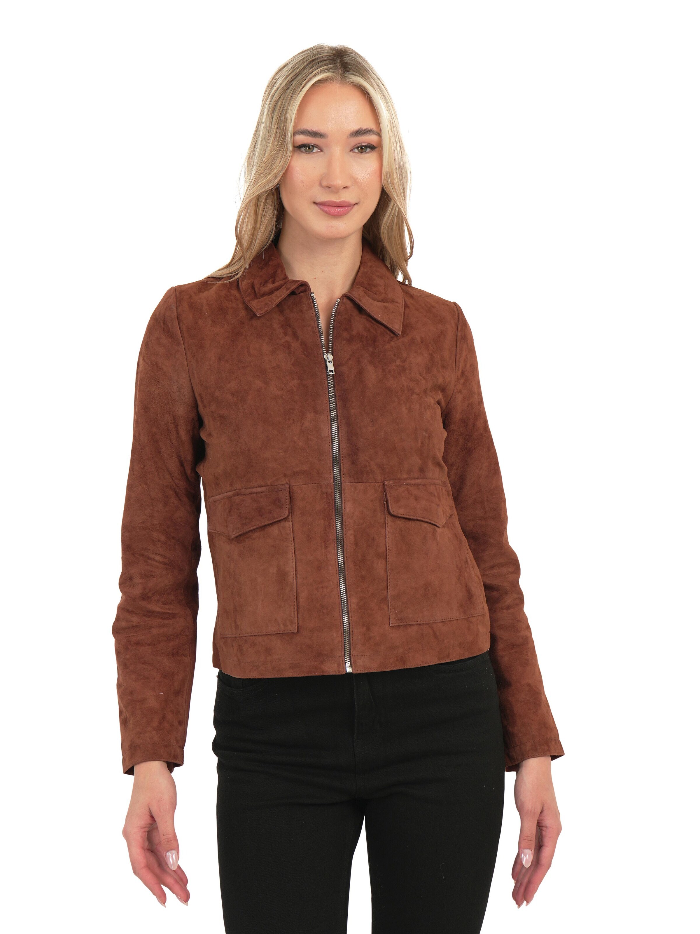Chic and Clicks - Chaqueta de entretiempo 'Terra Suede' en marrón