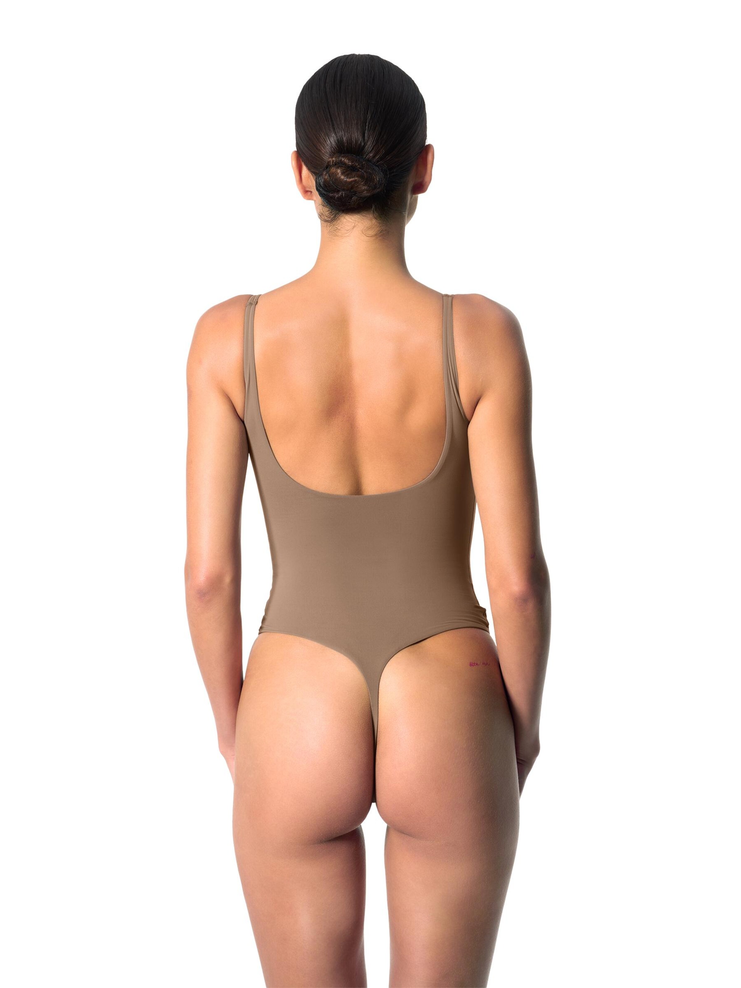 GOD SAVE QUEENS Bodysuit 'Second Skin Square-Neck Bodysuit' in Brown