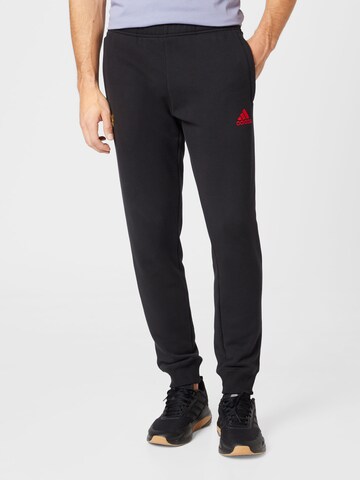 ADIDAS SPORTSWEAR Tapered Workout Pants 'Manchester United Chinese Story' in Black: front