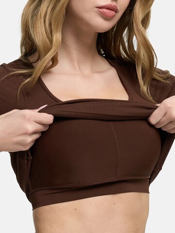 Haut 'Cotton Long Sleeve mit integriertem Wireless Bra' cfab (formerly creamy fabrics) en marron