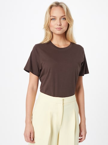 WEEKDAY Shirt 'Essence Standard' in Bruin: voorkant
